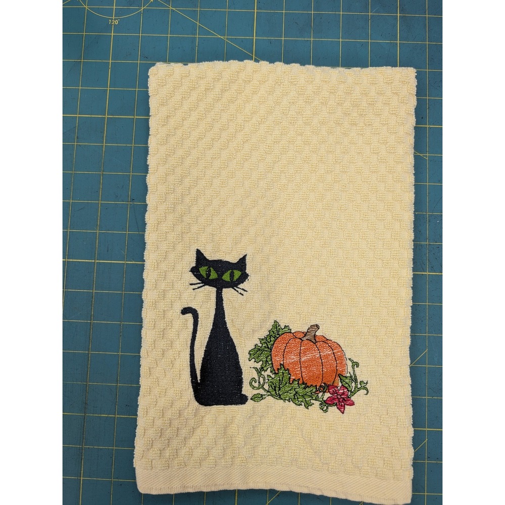 Mid Mod Cat Pumpkin Retro Fall Halloween Mid Century Modern Kitchen Hand Towel